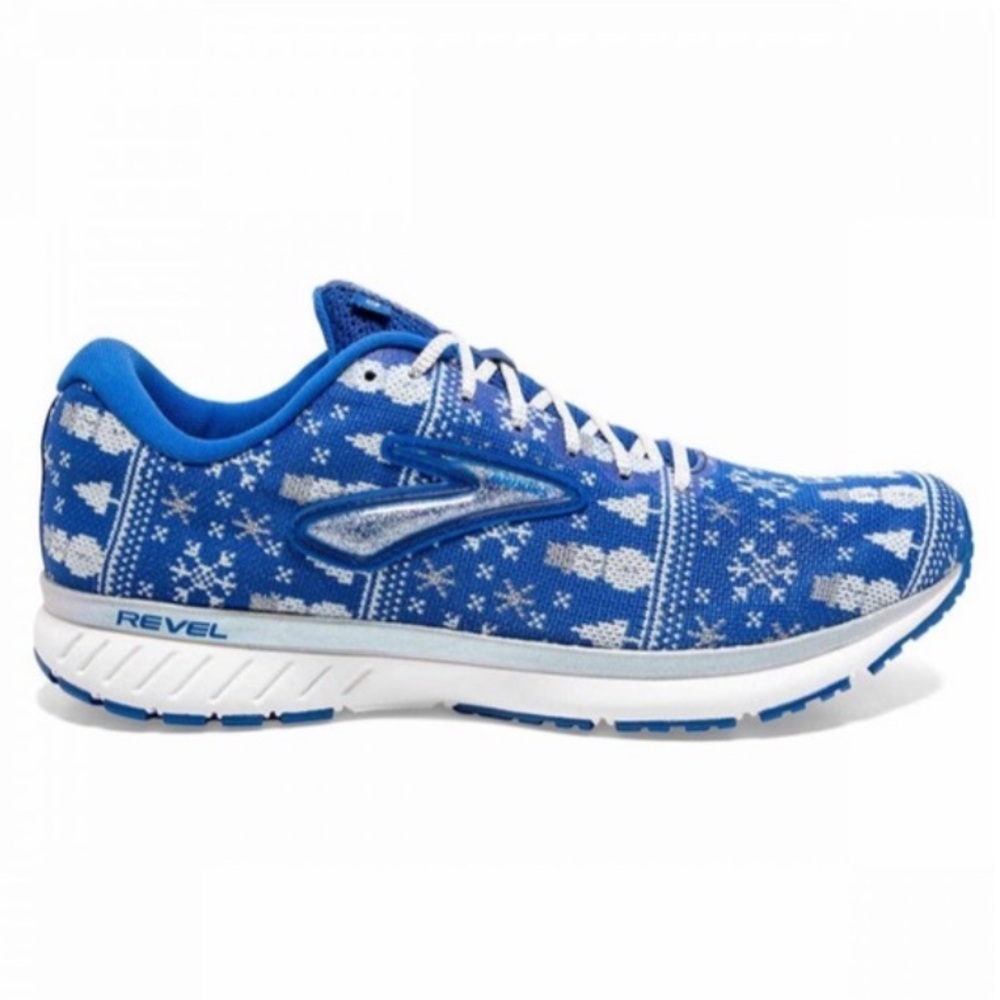💙🩶Brooks Revel 3 Women Running Shoes Sz 11 Blue Snowman Ugly Sweater Brand New💙🩶